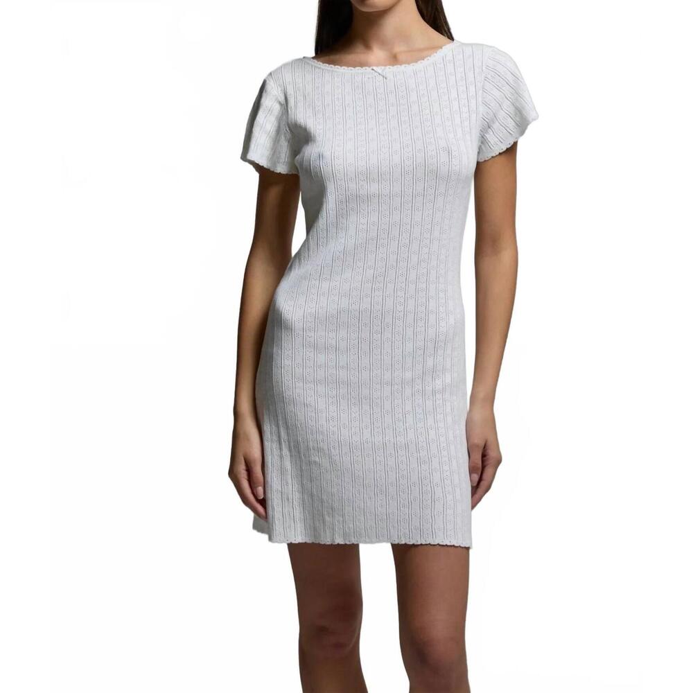 NEW ASHER piper pointelle dress in white